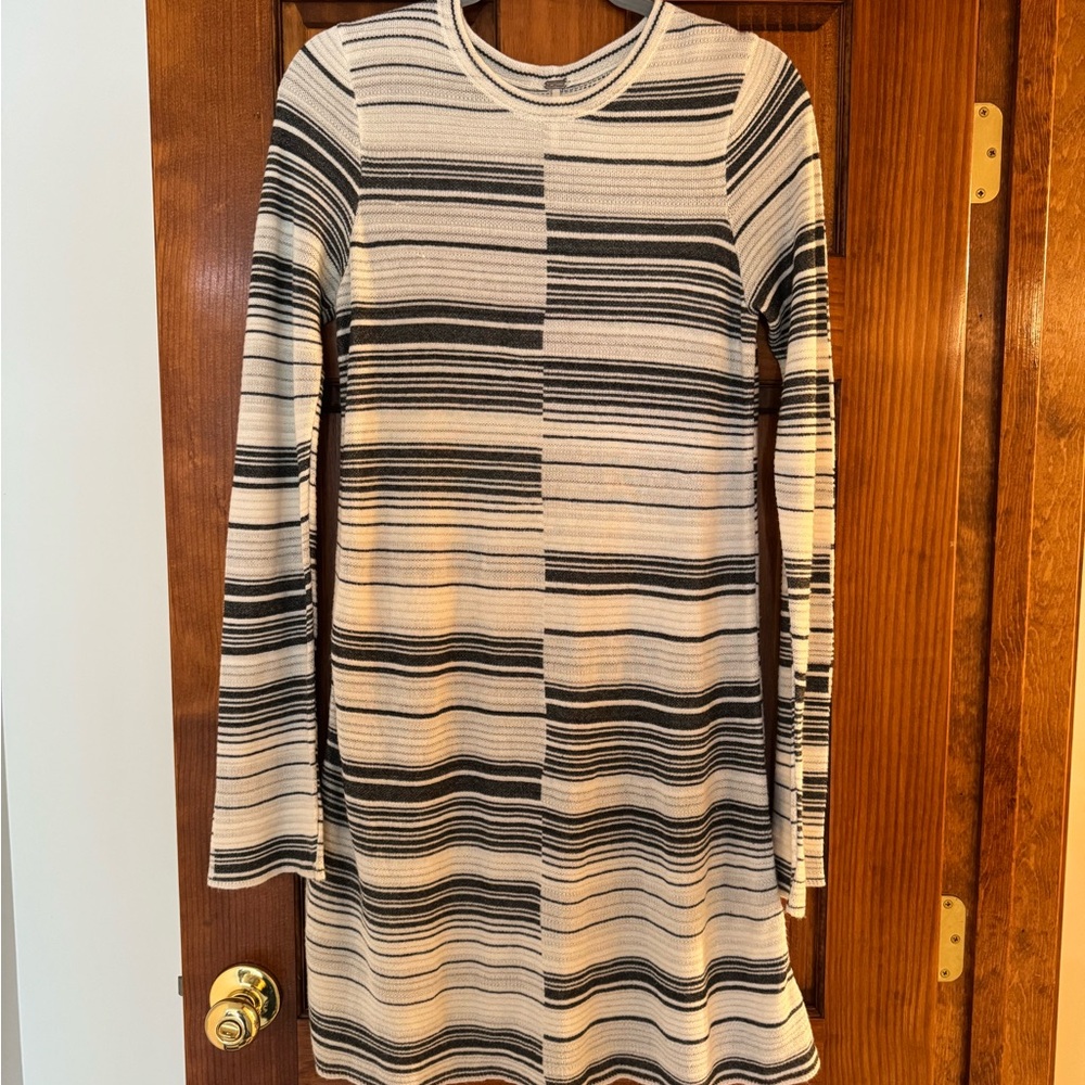 Free People Rave On White Striped Sweater Dress Size S